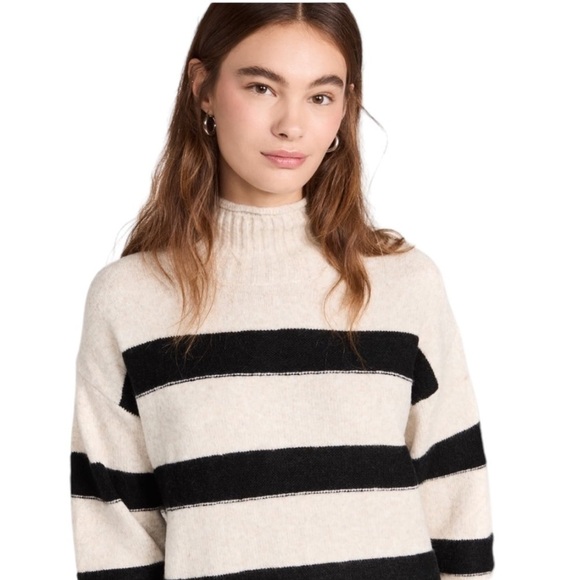 Line & Dot Cozy Rosie Mock Neck Sweater Dress. Oatmeal & Black Size Medium #911 - Picture 3 of 9